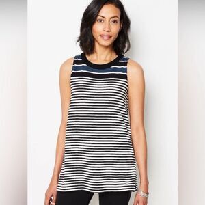 J. Jill Wearever Collection Long Layering Tank Womens Large Striped Top Classic